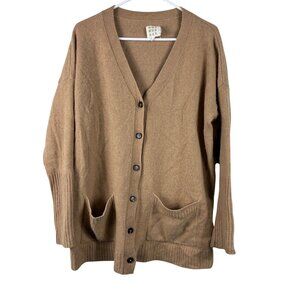 Not Monday Francesca 100% Italian Cashmere Cardigan M Camel Tan Quiet Luxury EUC
